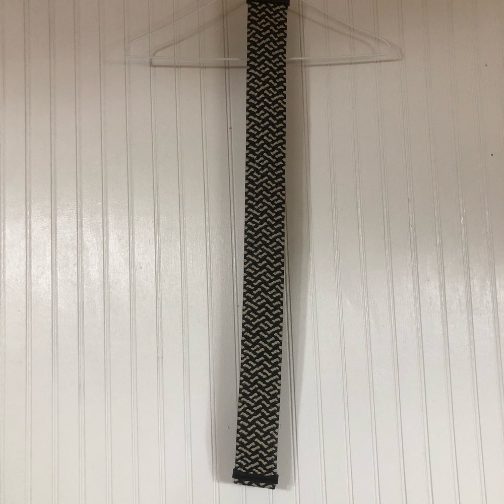 Black and Cream Herringbone Stretch Fashion Belt